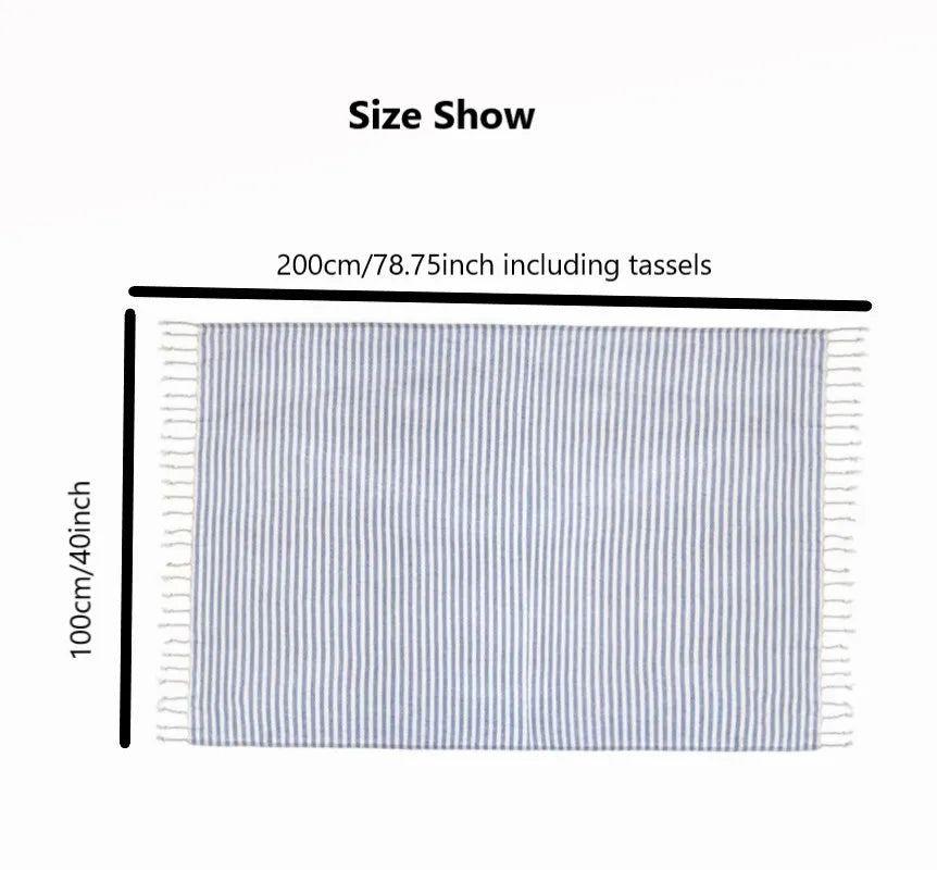 serviette de plage turque grande taille rayures pompons - vue 3 sur 7