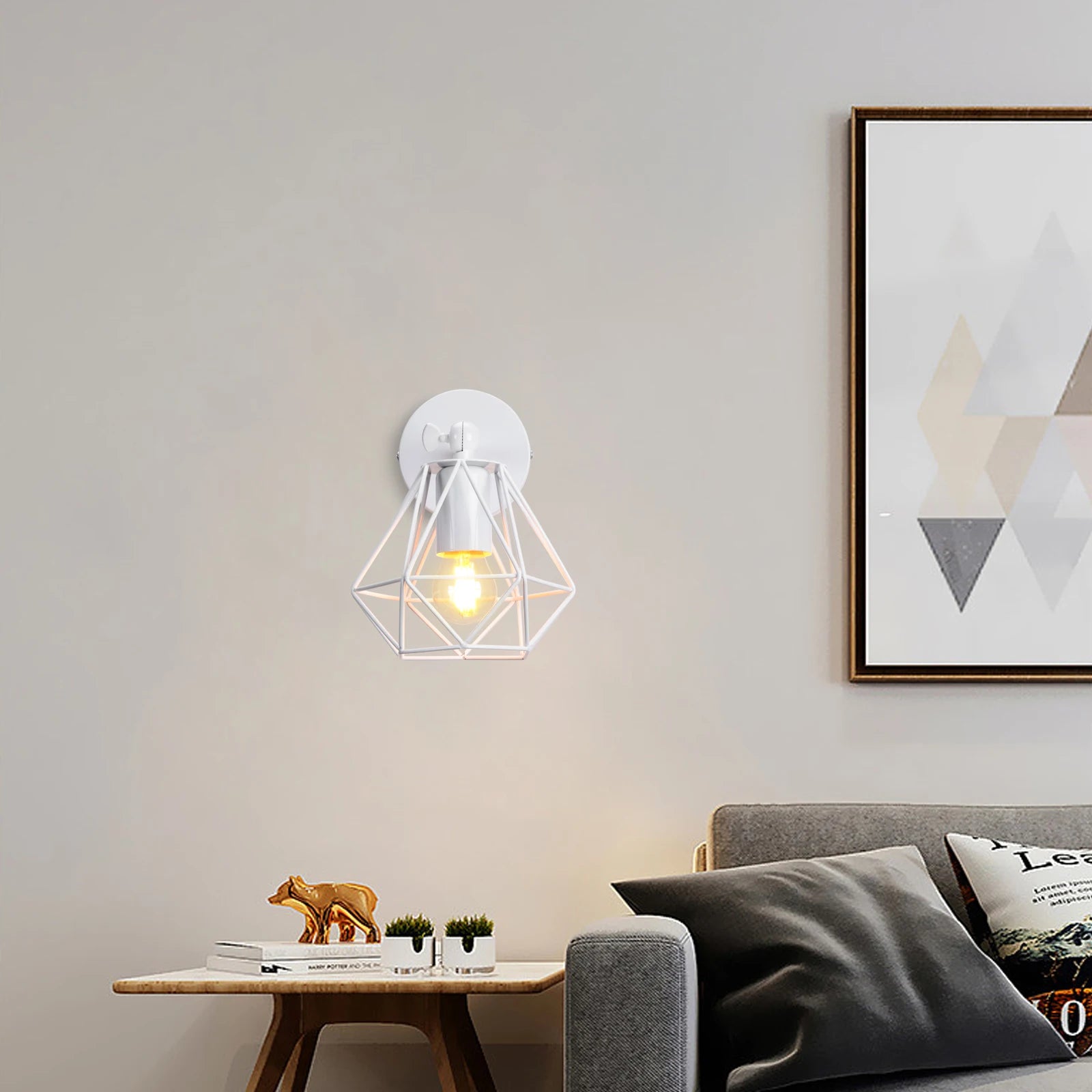 applique murale loft industriel led vintage cage abat-jour - vue 5 sur 10