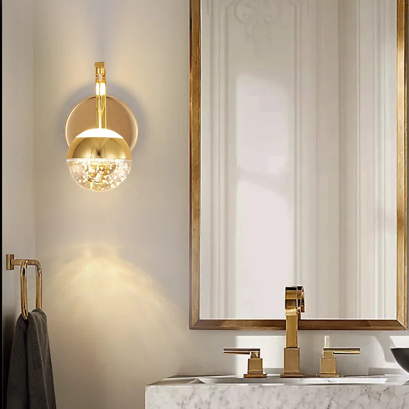 Applique murale LED en cristal doré
