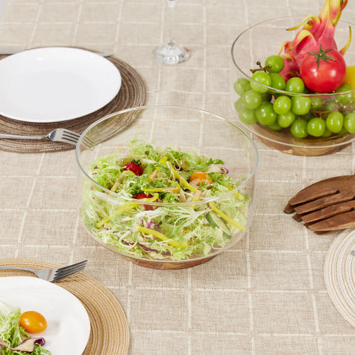 Bol fruits verre base bois design moderne salon