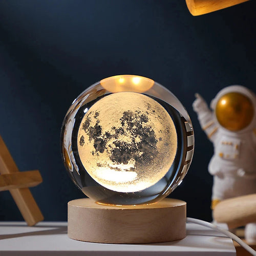 boule de cristal 3d lune galaxie décoration lumineuse pour la maison - vue 18 sur 17