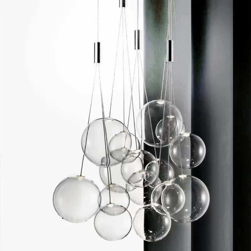 Suspension boule de verre Led moderne pour cuisine salle à manger chambre suspension Design Chrome décor à la maison lustres de restaurant - vue 4 sur 10