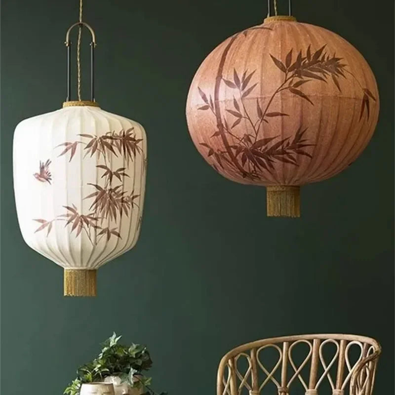 lustre en tissu japonais style médiéval zen pour décoration intérieure - vue 2 sur 18