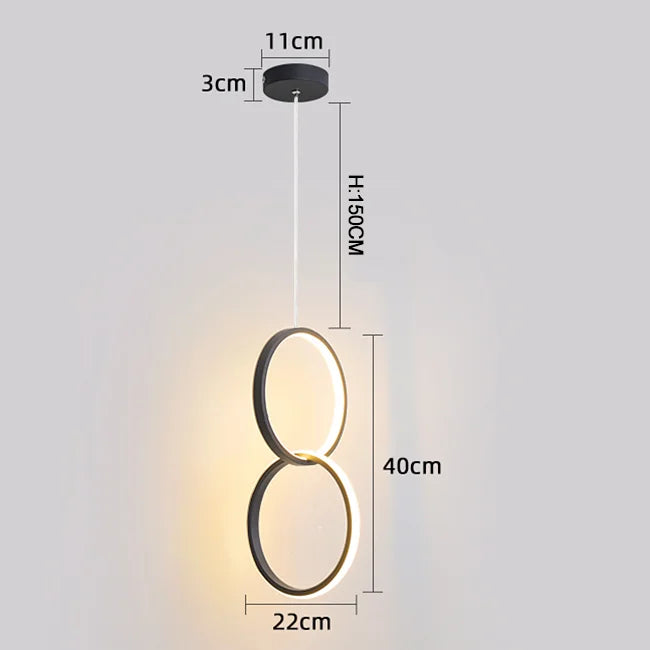 Anneau Lampes Suspendues Chambre Salon Suspension Éclairage Intérieur Lampe De Chevet Restaurant Bar Blanc Noir LED Lampes Industrielles