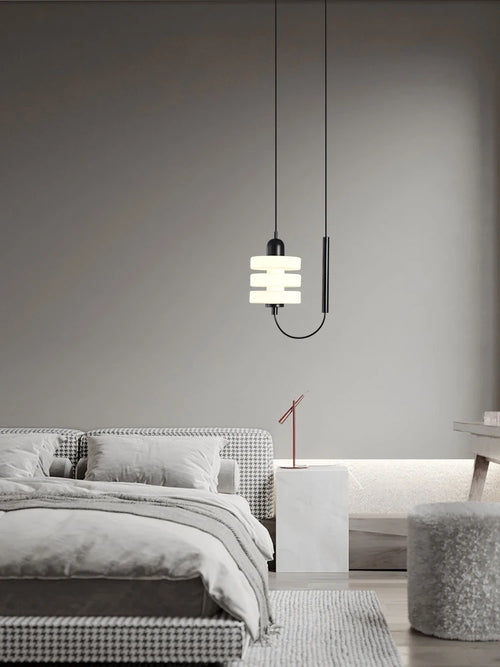 lustre en verre noir et blanc design moderne élégant - vue 4 sur 7