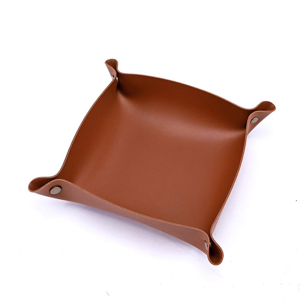 plateau pliable en cuir pour rangement divers et décoration - vue 11 sur 13