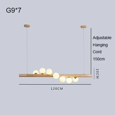 lustre en bois de noyer et verre design moderne pour intérieur élégant - vue 12 sur 13