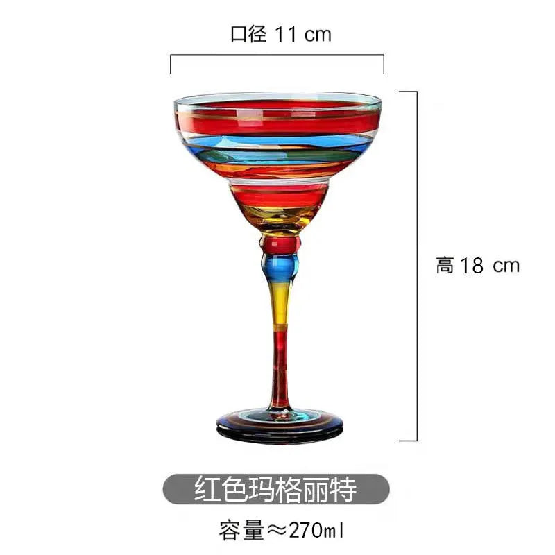 Verre cocktail margarita peint main flamingo creatif