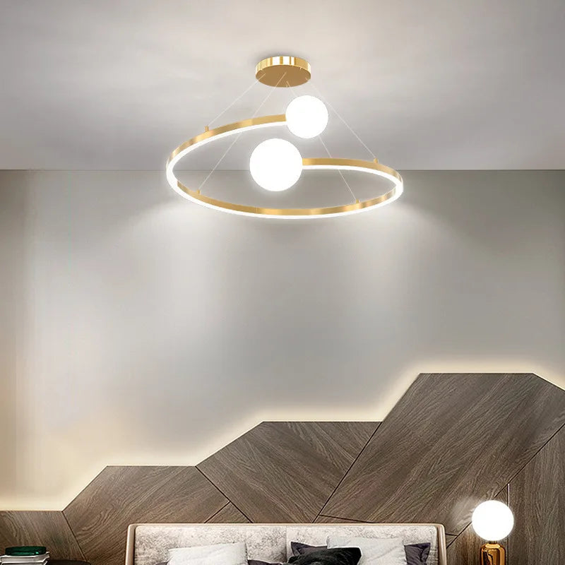 lustre nordique simple anneau led éclairage intérieur décoratif - vue 4 sur 8