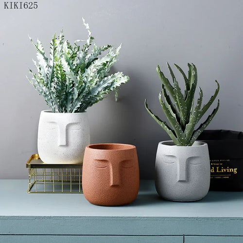 pot de fleurs en céramique visage avatar décoratif pour plantes succulentes - vue 2 sur 16