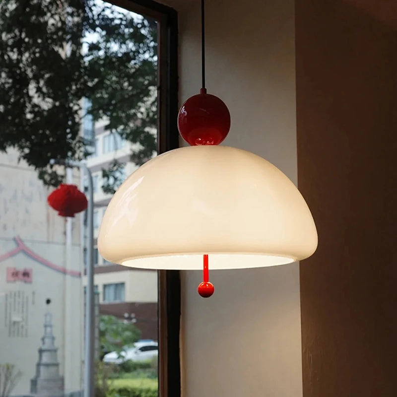 lampe led suspendue esthétique en verre champignon nordique