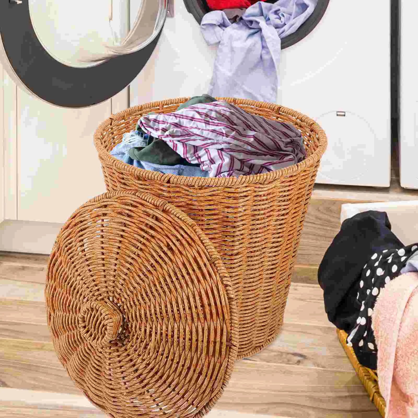 poubelle en osier pour rangement linge et déchets - vue 7 sur 7