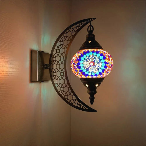 applique murale rétro bohème en forme de lune décorative artisanale - vue 4 sur 14