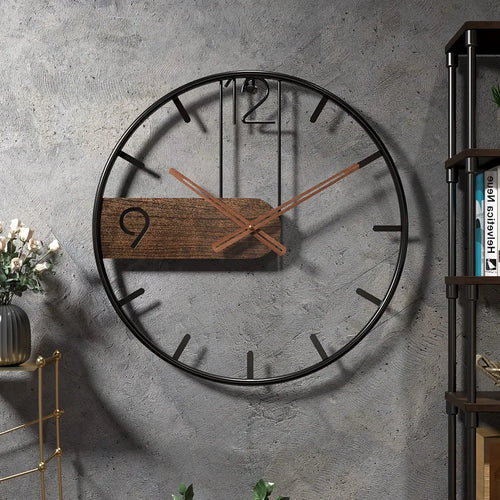 horloge murale nordique ronde en métal pour décoration moderne - vue 3 sur 5