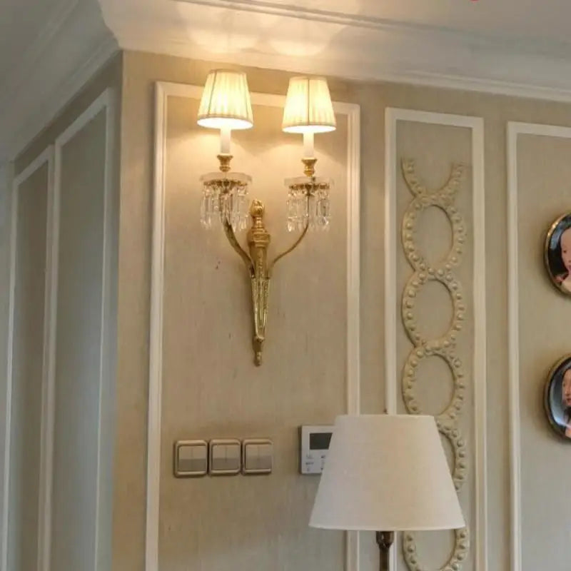 applique murale en cuivre et cristal avec bougie led pour intérieur élégant - vue 6 sur 8
