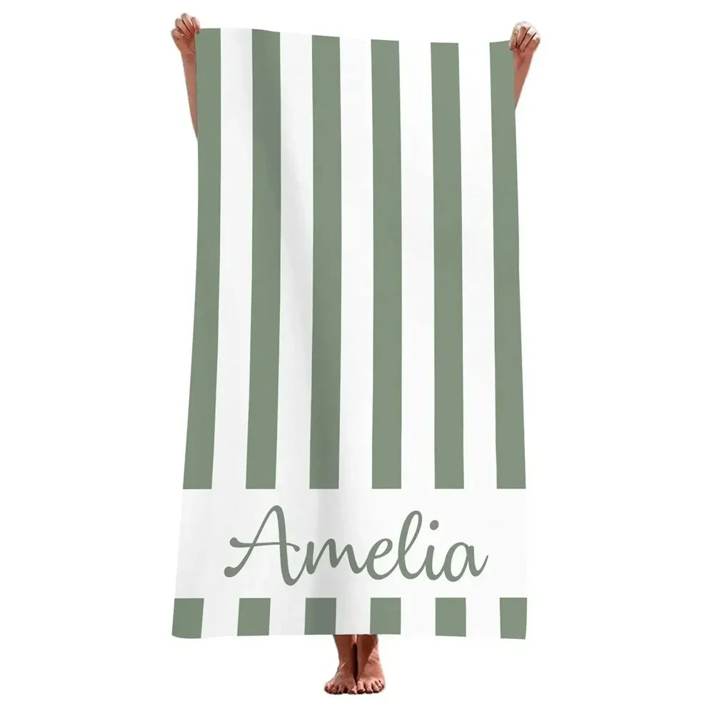 Serviette de plage personnalisée rayures géométriques microfibre absorbante - vue 4 sur 5