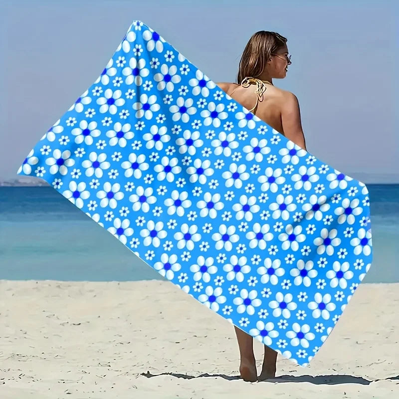 Serviette de plage microfibre motif floral vintage multiusage