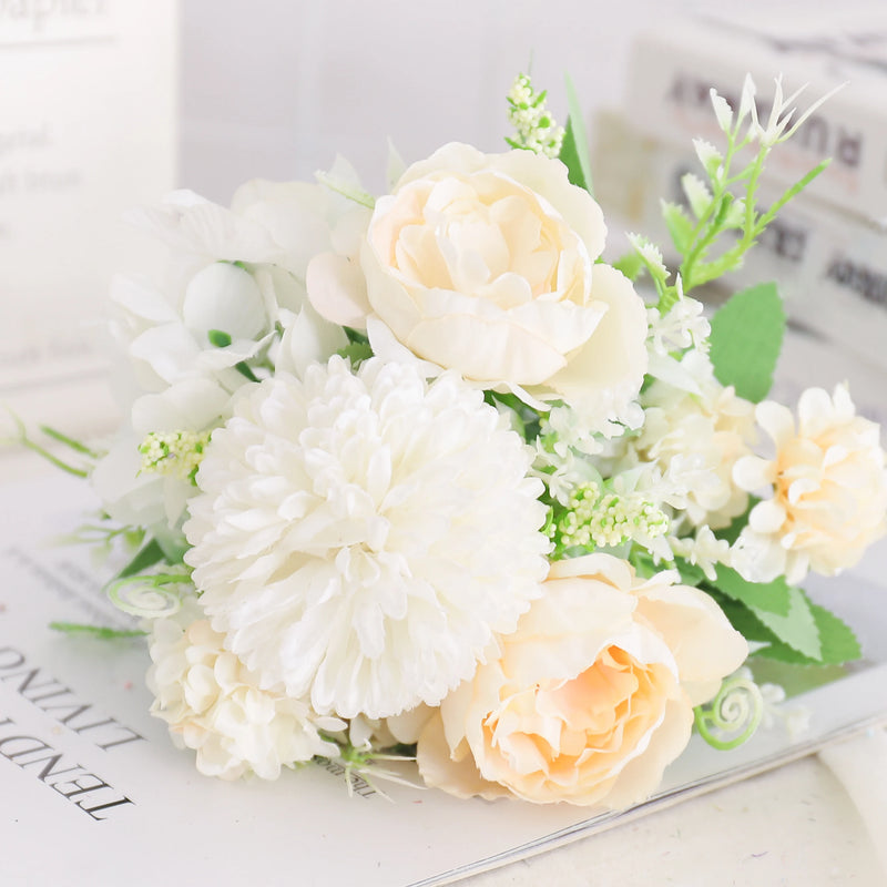 fleurs artificielles soie pivoine hortensia décoration mariage bouquet