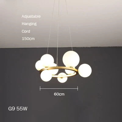 lustre en verre au design moderne avec bulles artistiques - vue 9 sur 18
