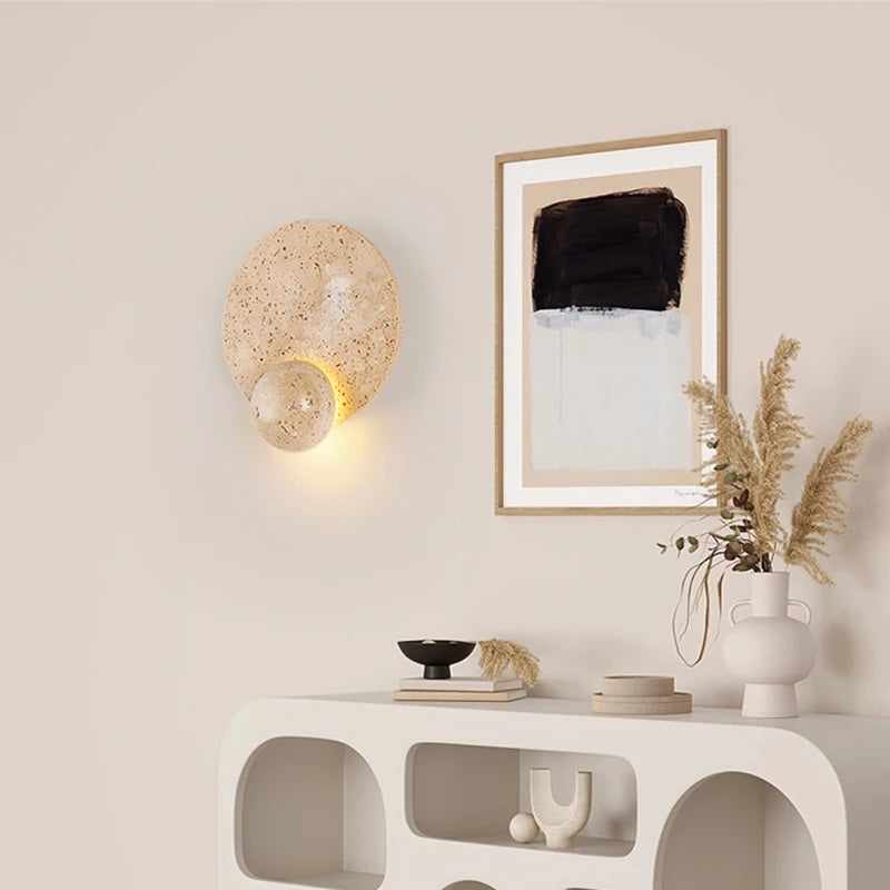 applique murale led ronde en pierre naturelle 3000k art déco