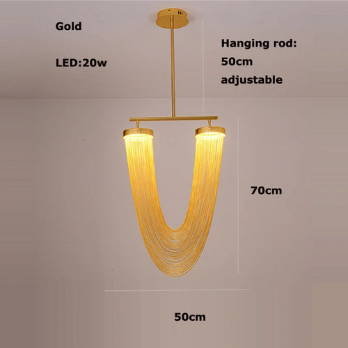 lustre art déco led dimmable en aluminium doré design moderne élégance - vue 9 sur 21