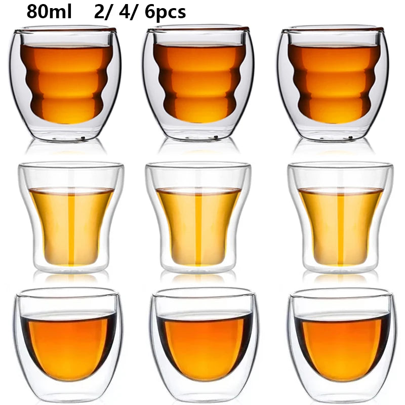 Ensemble tasses expresso double paroi verre 80 ml - vue 2 sur 7