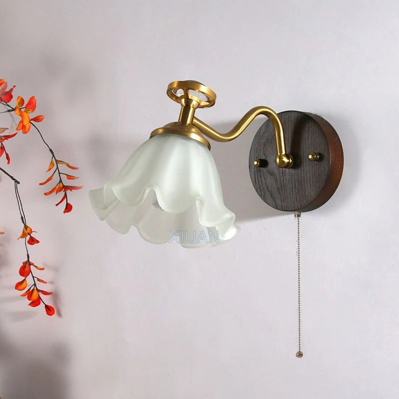 applique murale en verre design fleur wabi-sabi en bois massif - vue 6 sur 21