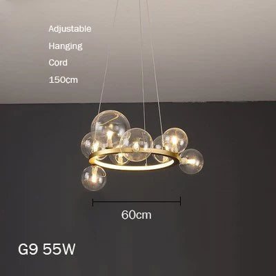 lustre en verre au design moderne avec bulles artistiques - vue 8 sur 18