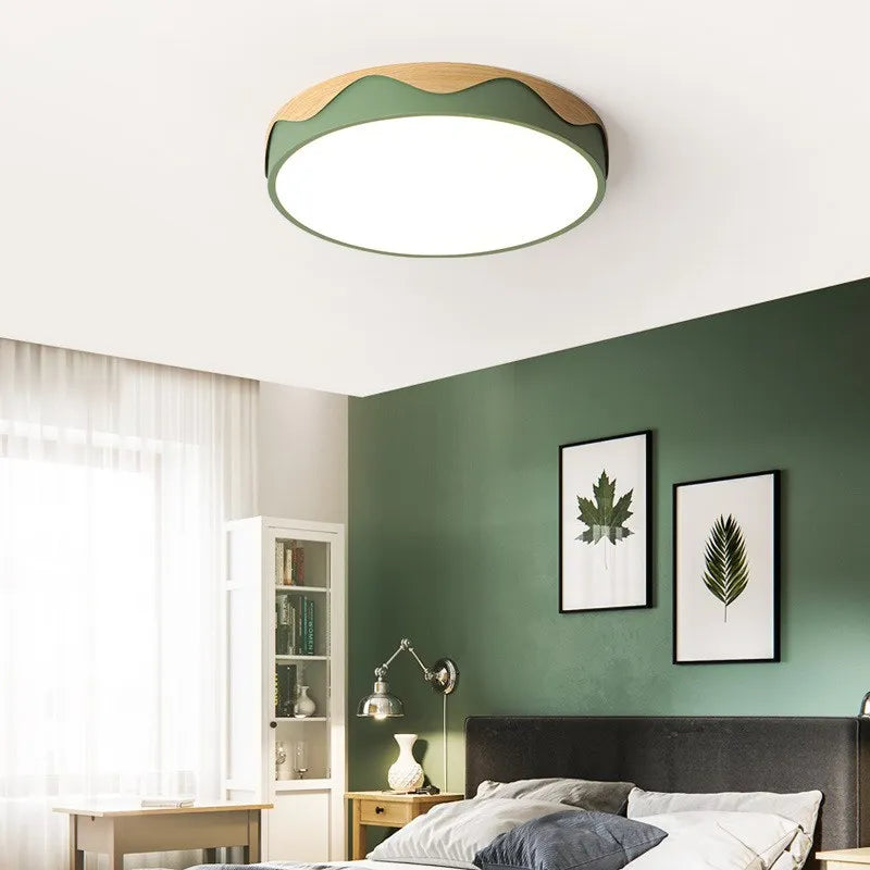 Plafonnier LED nordique moderne Macaron rond rond bord géométrique plafonniers salon chambre Luminaire décoratif d'intérieur - vue 4 sur 18