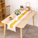 Chemin de table aspect lin motif carreaux decoratif