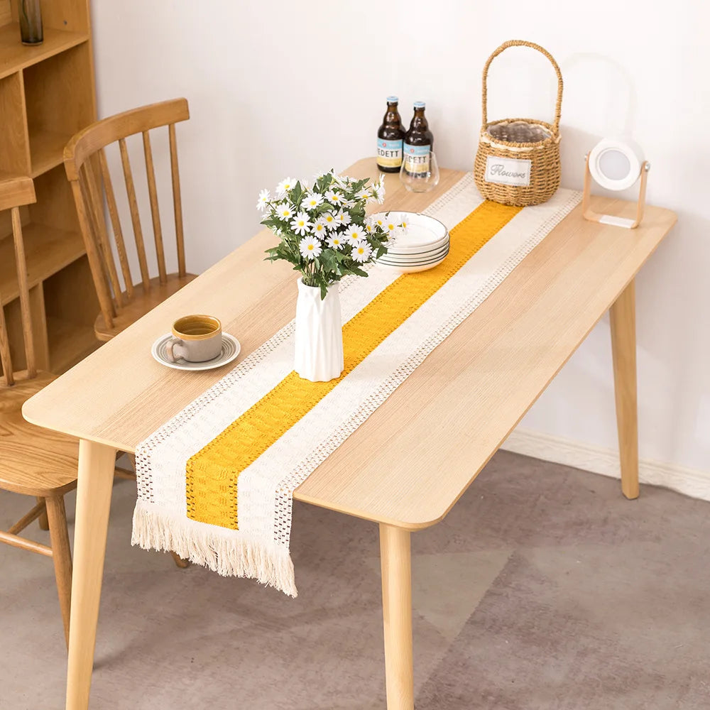 Chemin de table plaid coton lin decoration table salle a manger