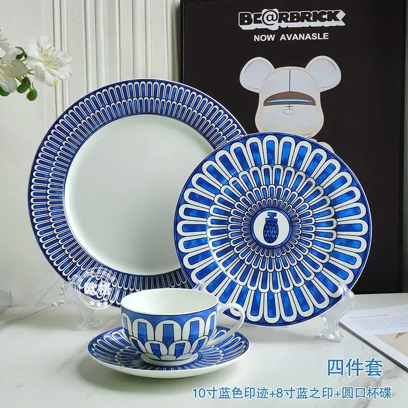 Assiette européenne motifs sceau décor thé dim sum