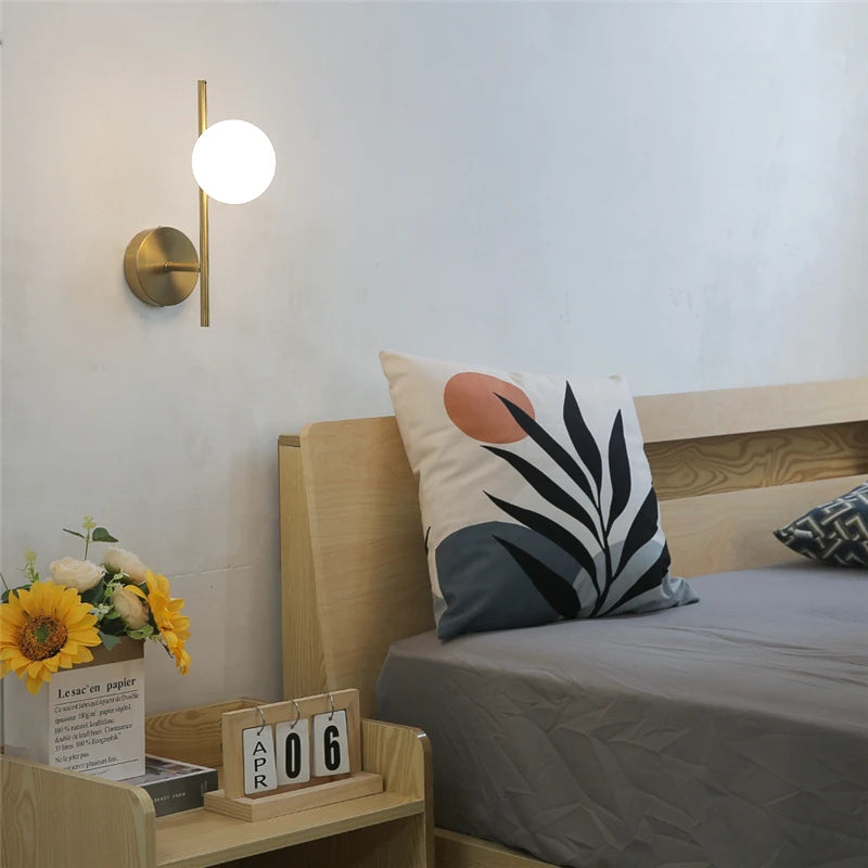 appliques murales modernes led avec boule ronde en verre laiteux