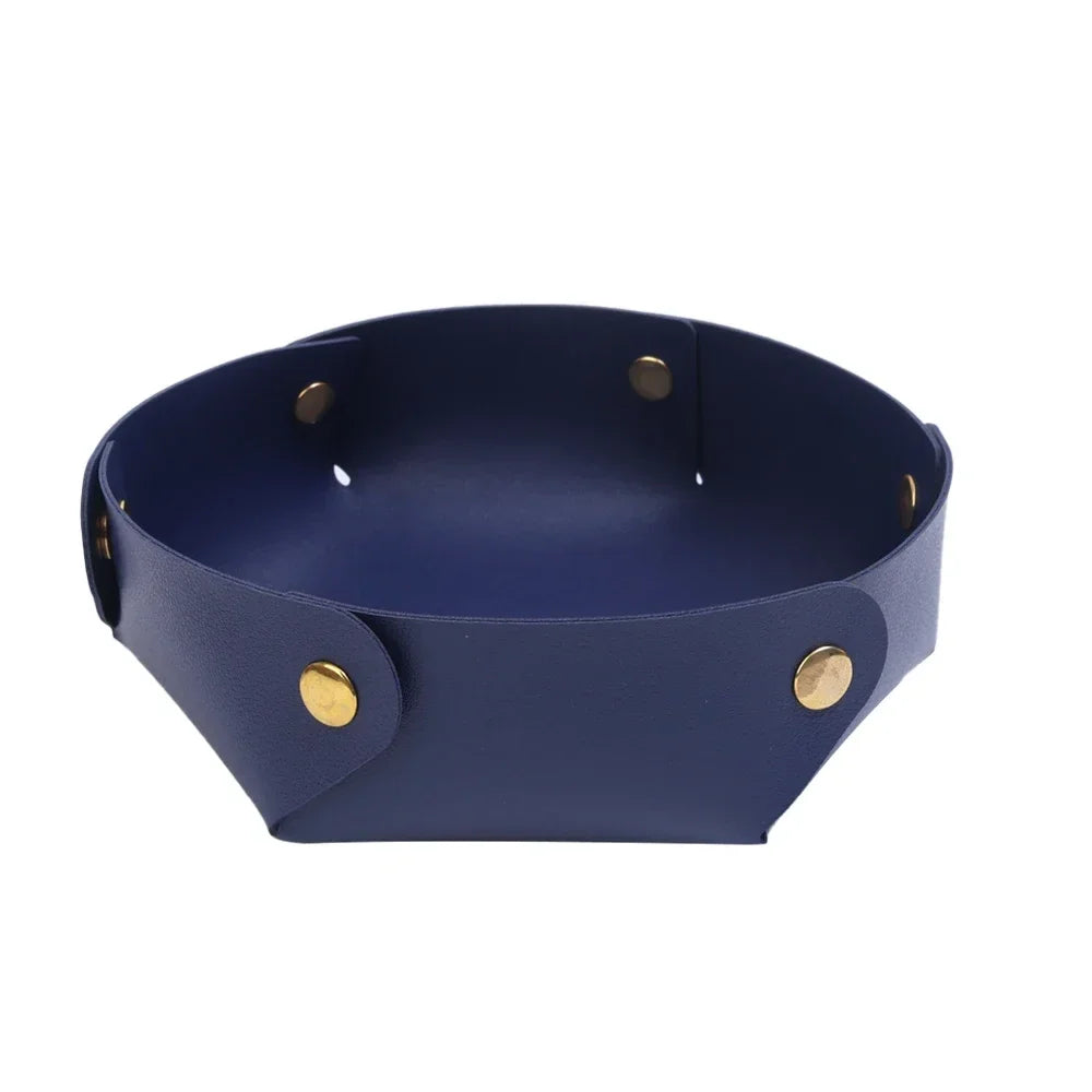 plateau en cuir pliable pour rangement et organisation - vue 7 sur 9