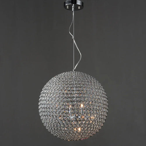 lustre moderne en cristal boule ronde avec éclairage led