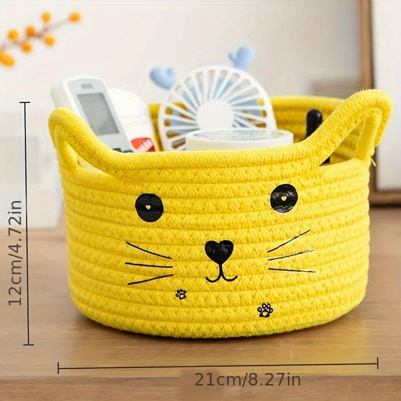 panier en corde de coton pour jouets animaux mignon avec oreilles - vue 10 sur 11