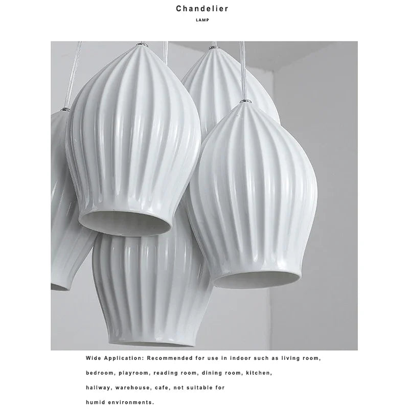 Lamp 3/5 Light Mid Century Pendant Lighting Kitchen Island White Ceramic Cluster Pendant Lights Small Milk Chandelier Vintage - vue 5 sur 10