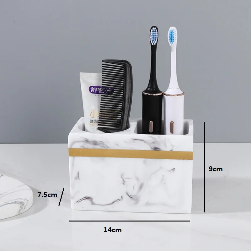 porte-brosse à dents en résine marbrée pour salle de bain - vue 9 sur 15