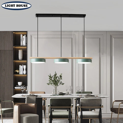 lustre nordique en bois massif avec led intégrée - vue 2 sur 10