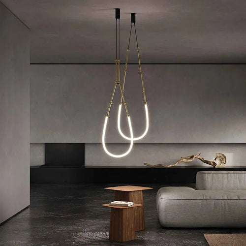 lustre minimaliste moderne italien led créative en bambou - vue 4 sur 14