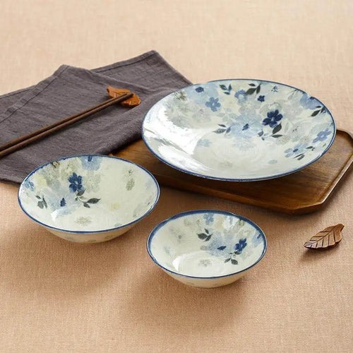 Assiettes ceramique emaillee style floral japonais quotidien