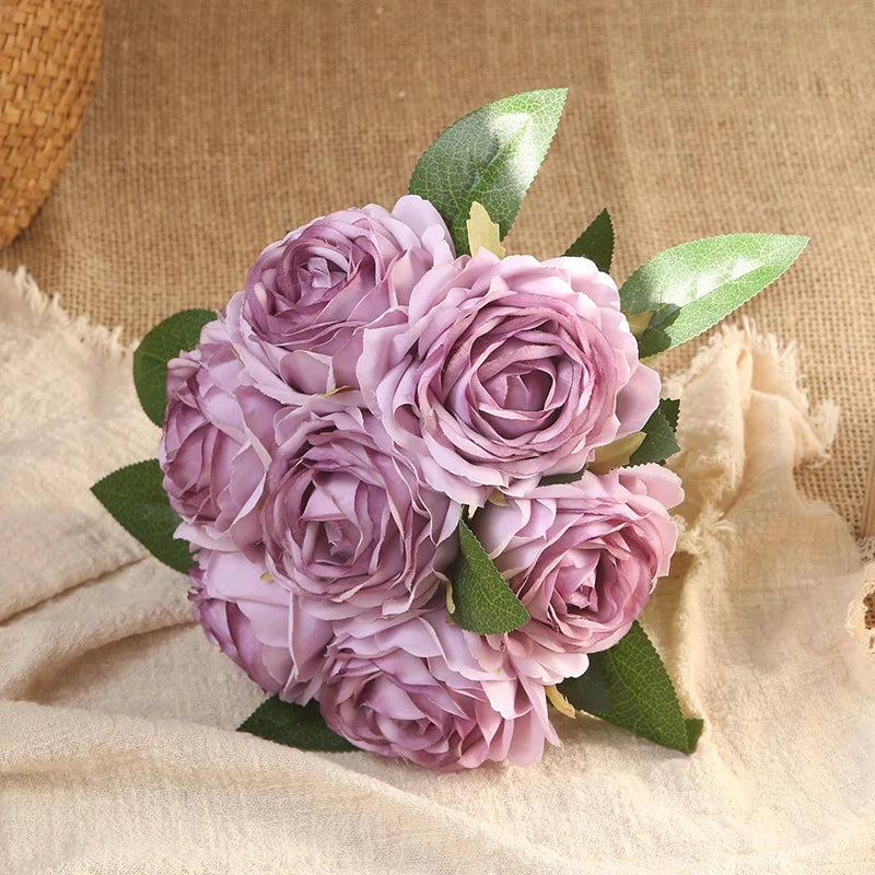 bouquet de roses artificielles décoration intérieure et extérieure fleurs faux - vue 6 sur 18