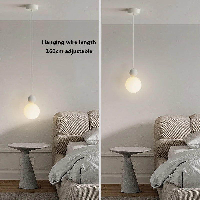 lustre nordique led suspension boule blanche lait luminaire