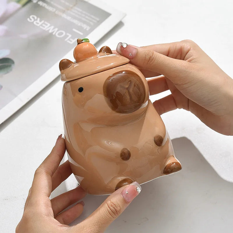 Mug capybara mignon en céramique avec couvercle cadeau - vue 4 sur 7