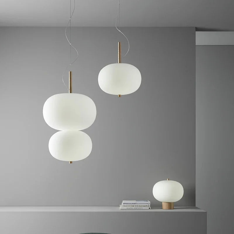 suspension scandinave grande boule de verre design moderne - vue 4 sur 12