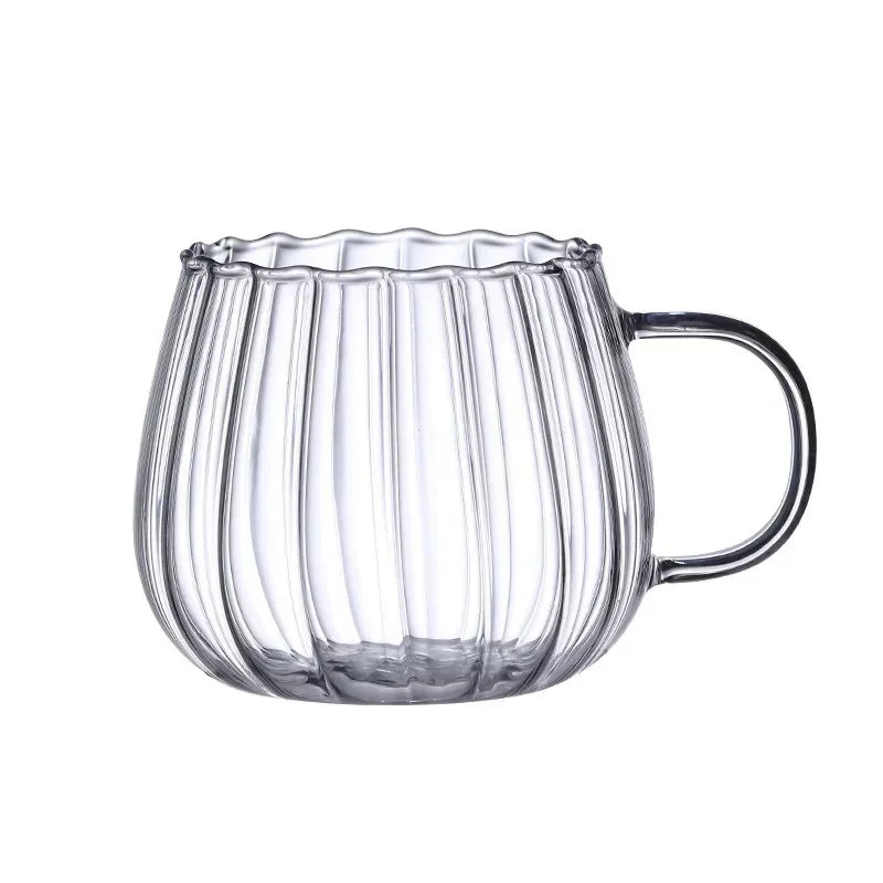 Tasse café verre borosilicate rayures créatives 400 ml