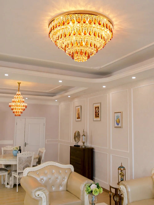 lustre dimmable en cristal design pour intérieur moderne