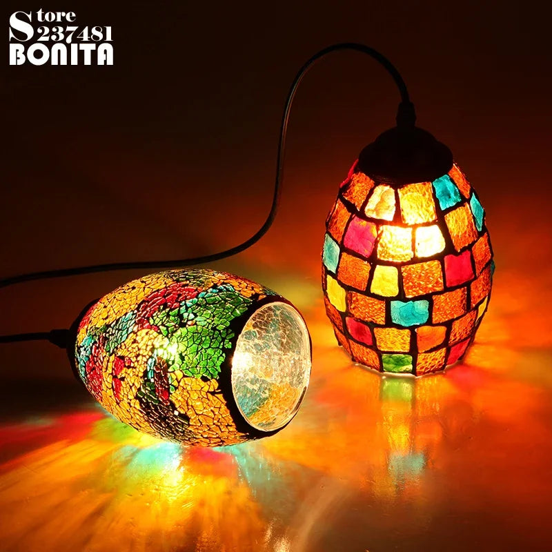 suspension coquillage mosaïque de verre style bohème pour café restaurant - vue 2 sur 24