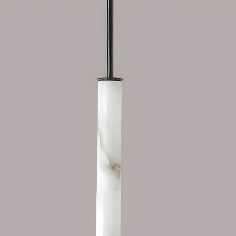 lustre cylindrique en marbre naturel avec cordon réglable 3000k - vue 6 sur 9