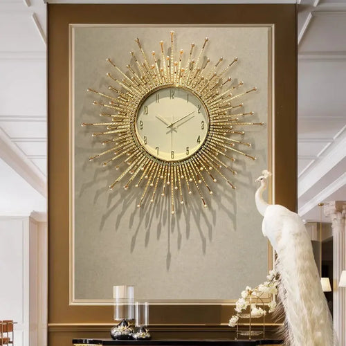 horloge murale de luxe en forme de soleil pour décoration moderne - vue 3 sur 10